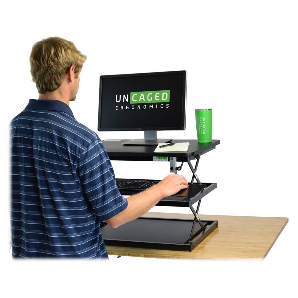 Alt View 16. Uncaged Ergonomics - CHANGEdesk Laminate Standing Desk Converter With Adjustable Height - Black.