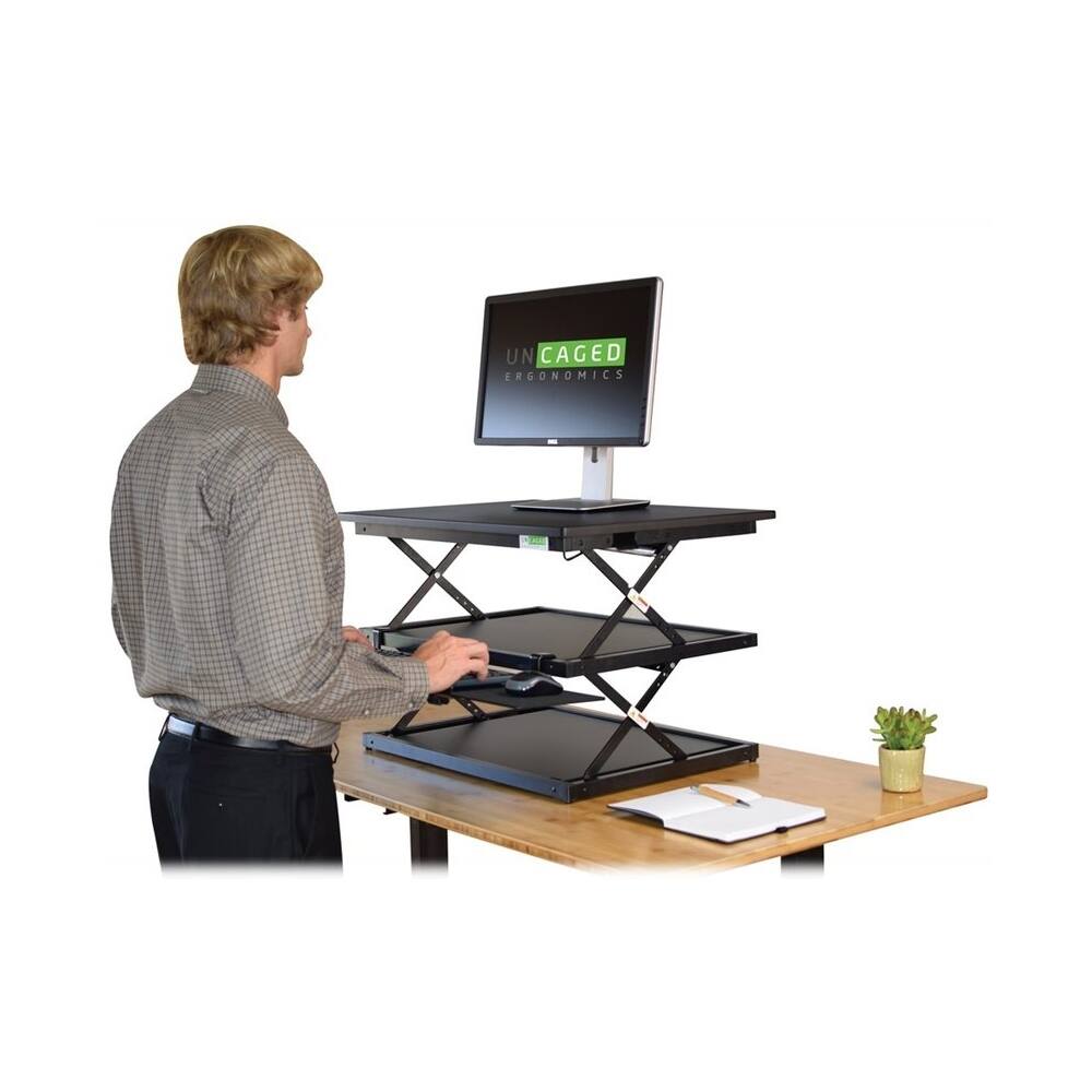 Alt View 20. Uncaged Ergonomics - CHANGEdesk Laminate Standing Desk Converter With Adjustable Height - Black.