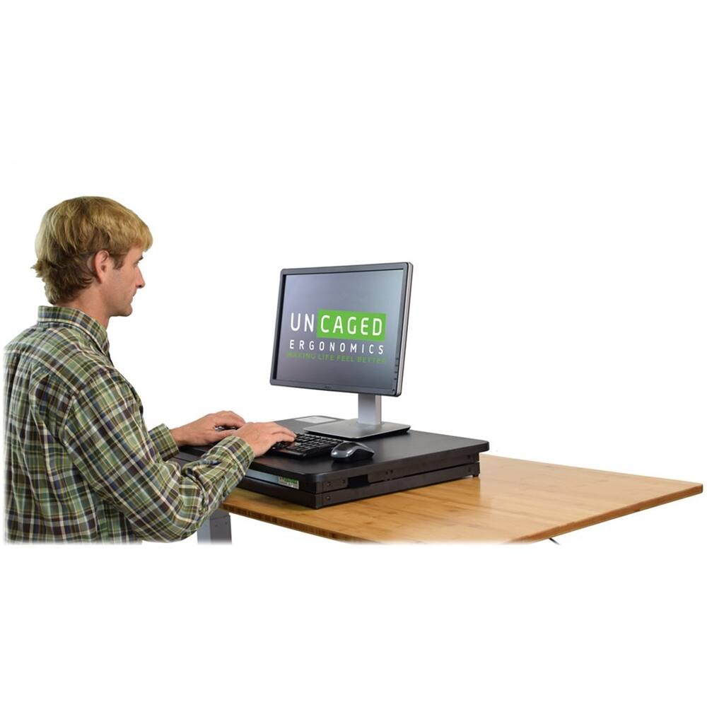 Alt View 11. Uncaged Ergonomics - CHANGEdesk MDF Standing Desk Converter With Adjustable Height - Black.