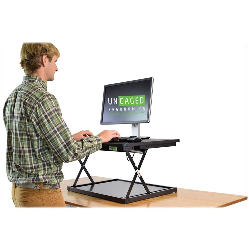 Alt View 13. Uncaged Ergonomics - CHANGEdesk MDF Standing Desk Converter With Adjustable Height - Black.