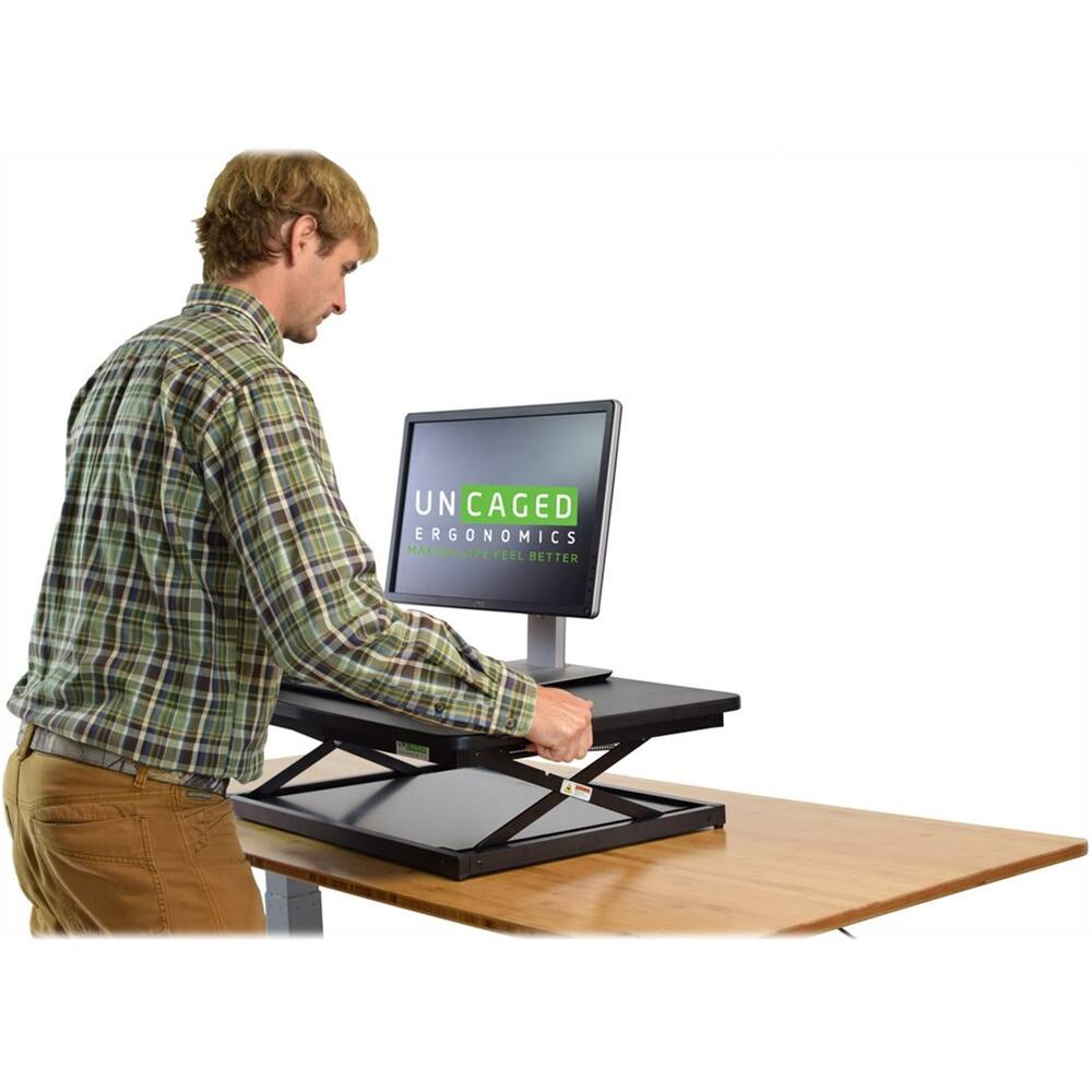 Alt View 14. Uncaged Ergonomics - CHANGEdesk MDF Standing Desk Converter With Adjustable Height - Black.