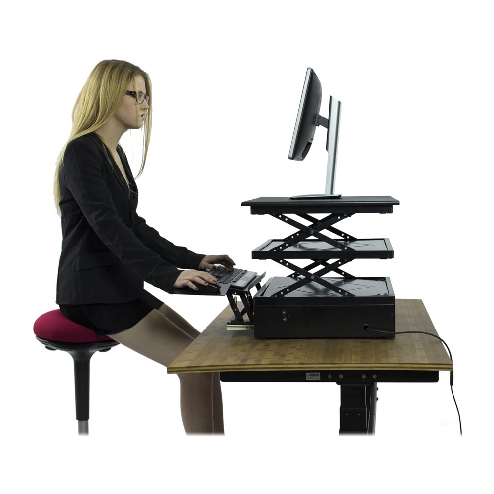 Angle View: FlexiSpot - AlcoveRiser Standing Desk Converter With Adjustable Height - Black
