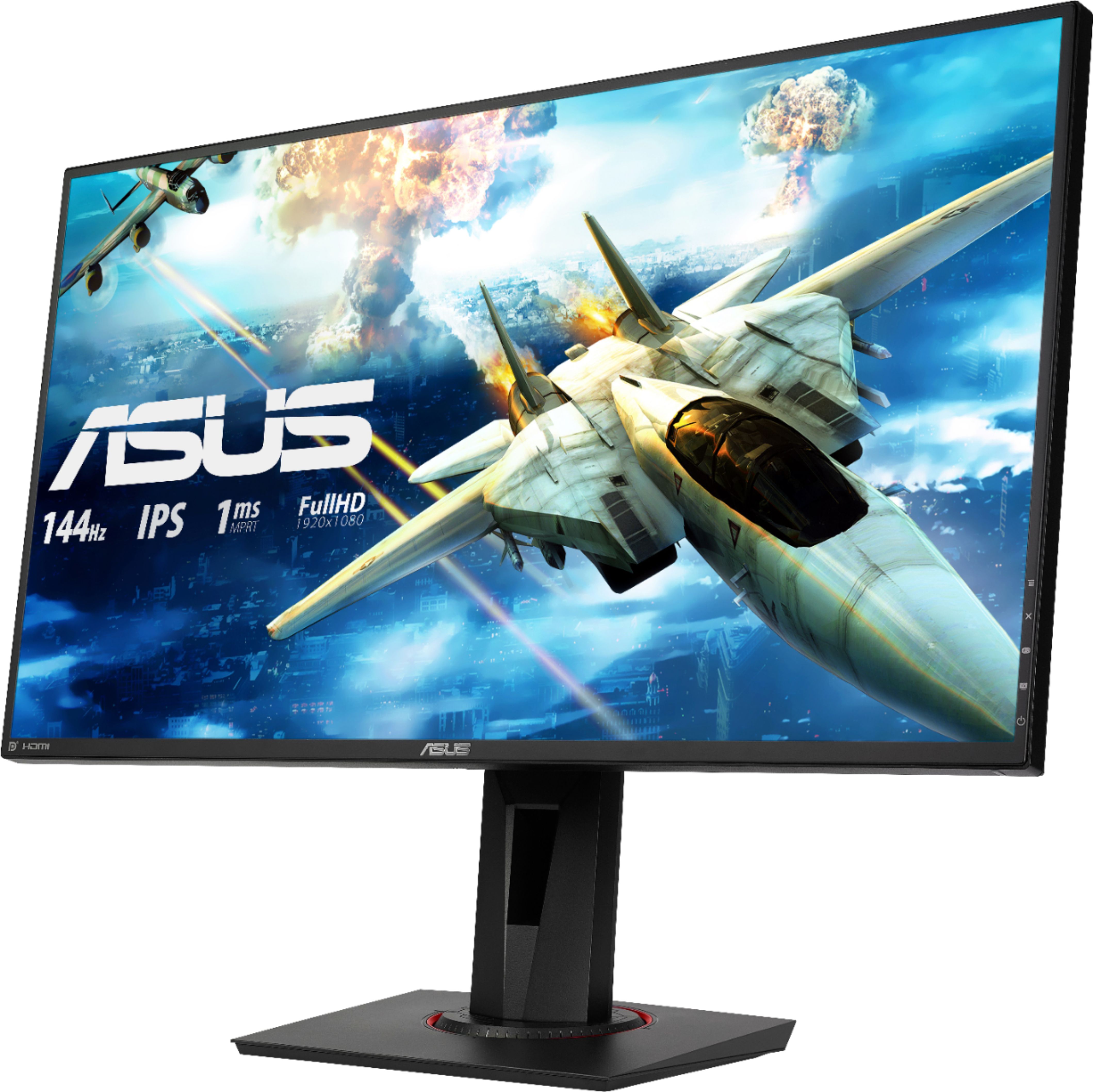 Left View: ASUS - Geek Squad Certified Refurbished VG279Q 27" IPS LED FHD FreeSync Monitor - Black
