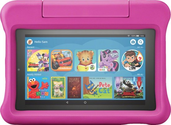 Front Zoom. Amazon - Fire 7 Kids - 7" Tablet - ages 3-7 - 16GB - Pink.
