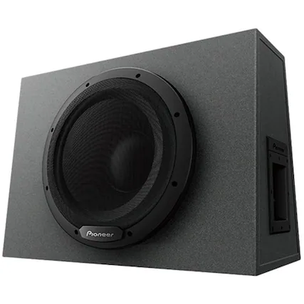 Front. Pioneer - 12" Single-Voice-Coil Loaded Subwoofer Enclosure - Black.
