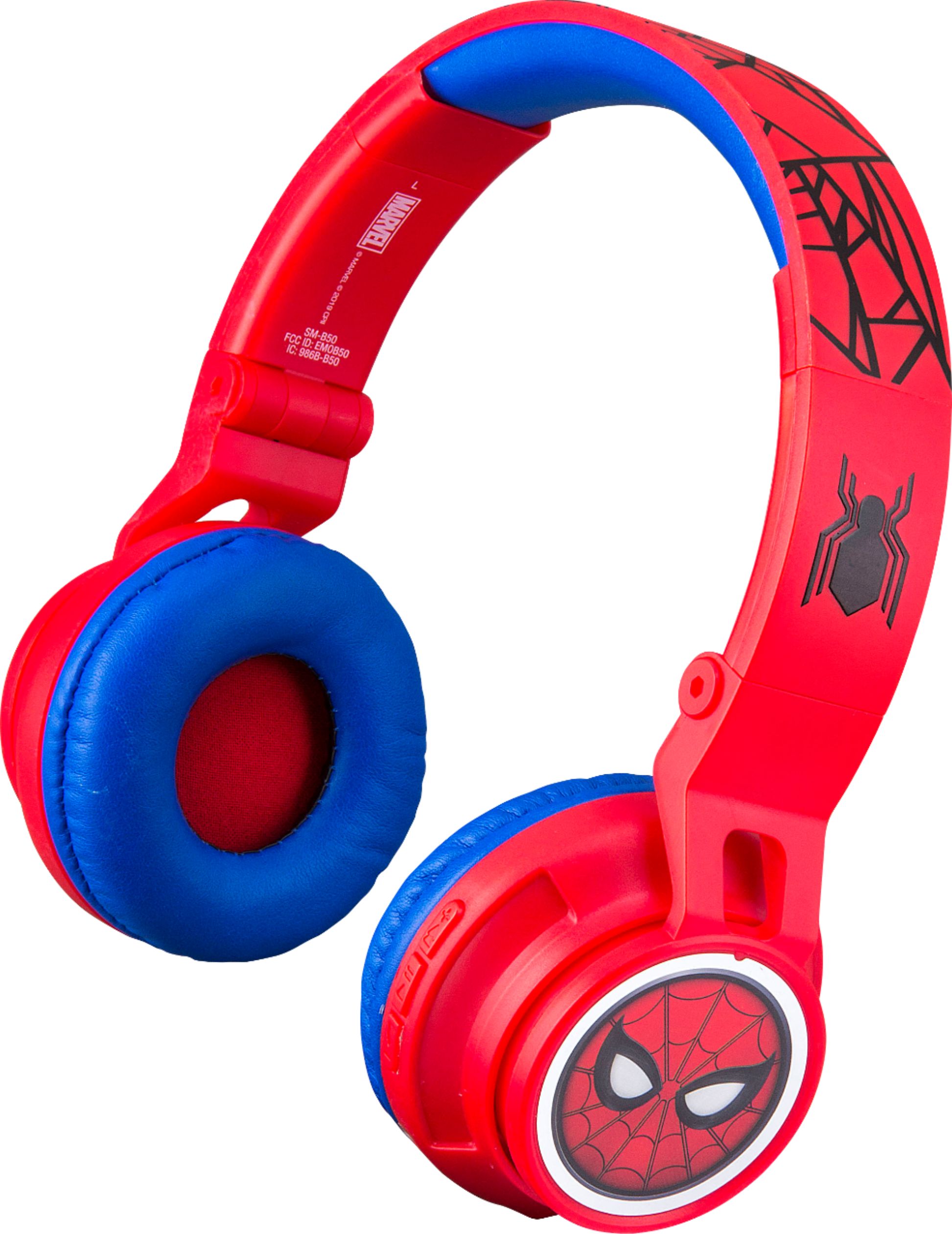 Left View: eKids - Marvel Spider-Man Homecoming 2 Wireless On-Ear Headphones - Black/Red