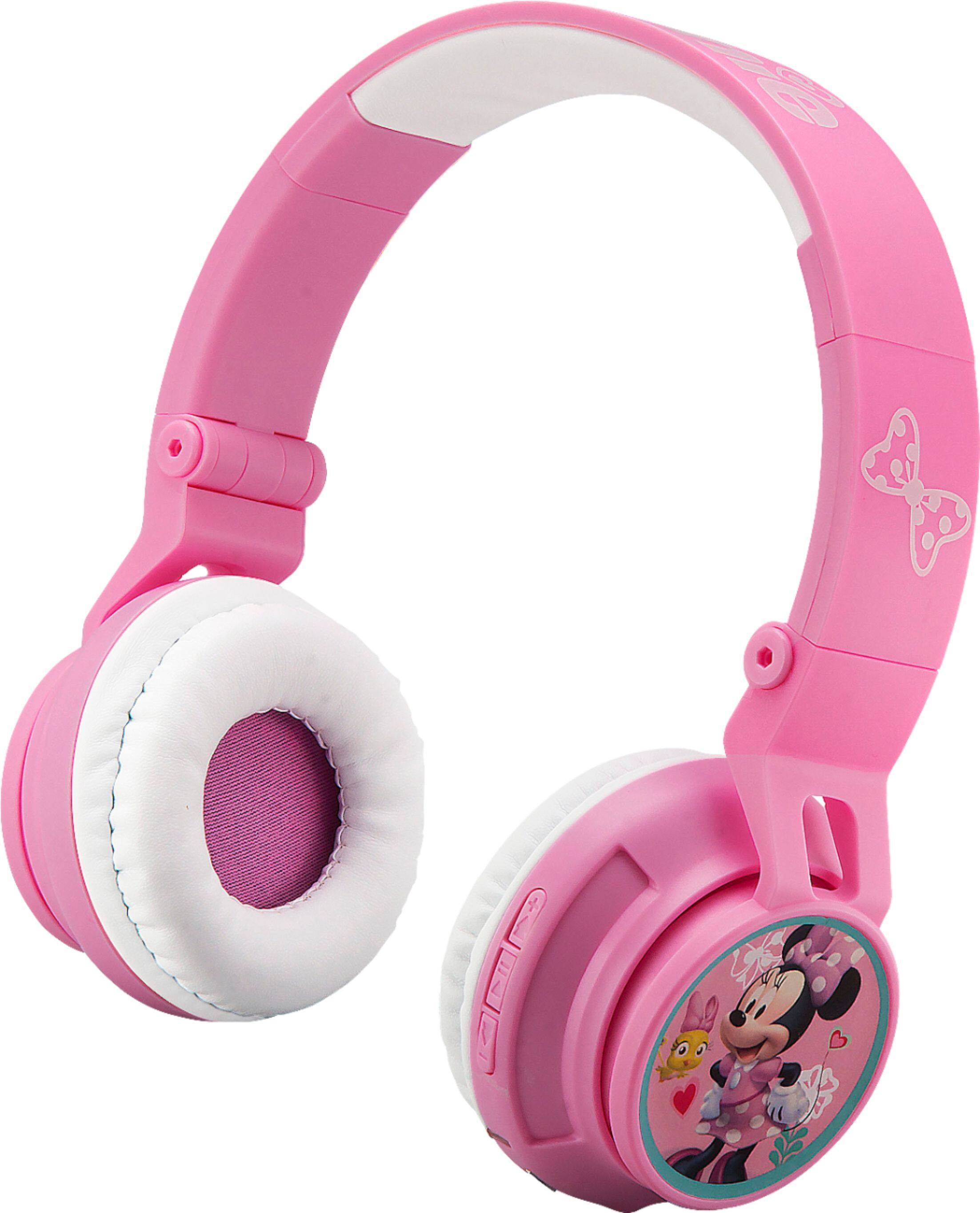 Left. eKids - Minnie Mouse Wireless Over-the-Ear Headphones - Pink.