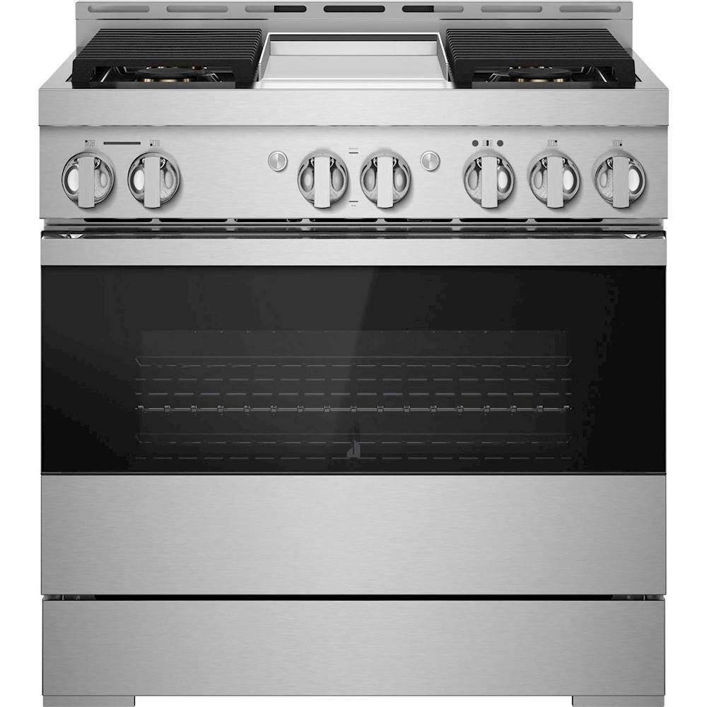 Front. JennAir - NOIR 5.1 Cu. Ft. Self-Cleaning Freestanding Gas Convection Range - Floating black glass.