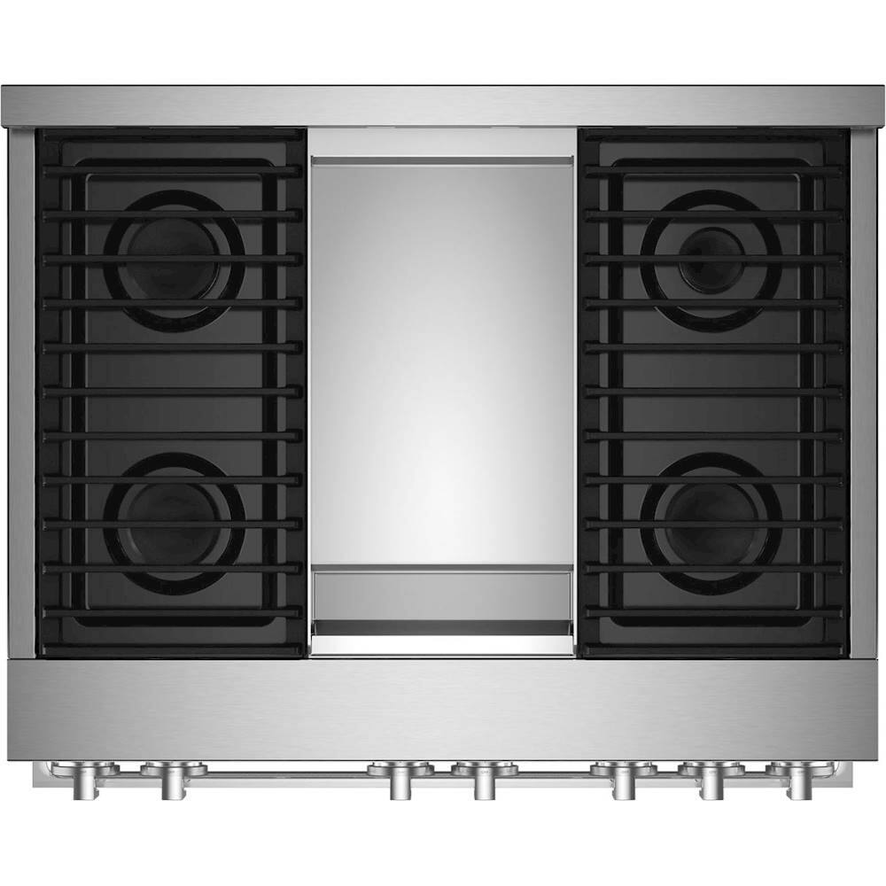 Alt View 11. JennAir - NOIR 5.1 Cu. Ft. Self-Cleaning Freestanding Gas Convection Range - Floating black glass.