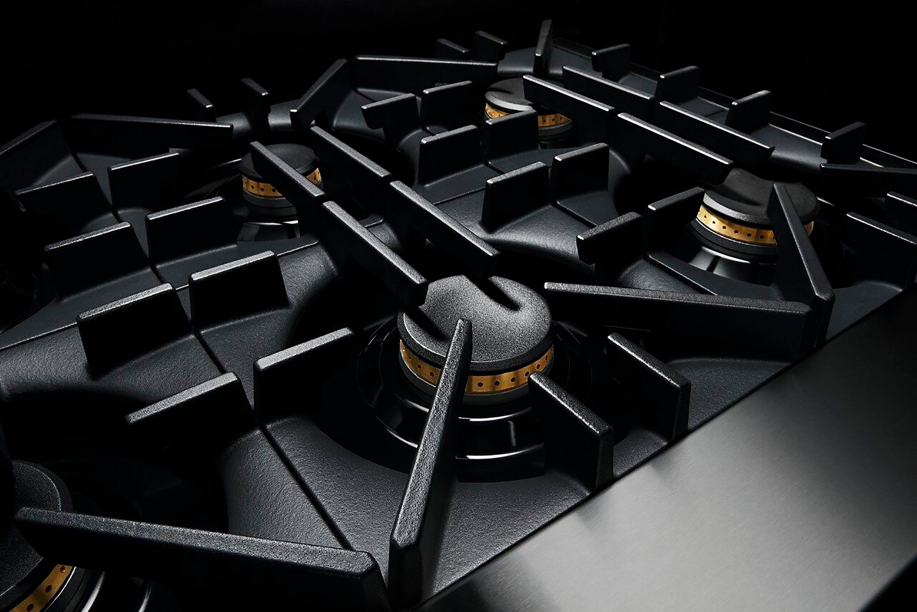 Alt View 18. JennAir - NOIR 5.1 Cu. Ft. Self-Cleaning Freestanding Gas Convection Range - Floating black glass.