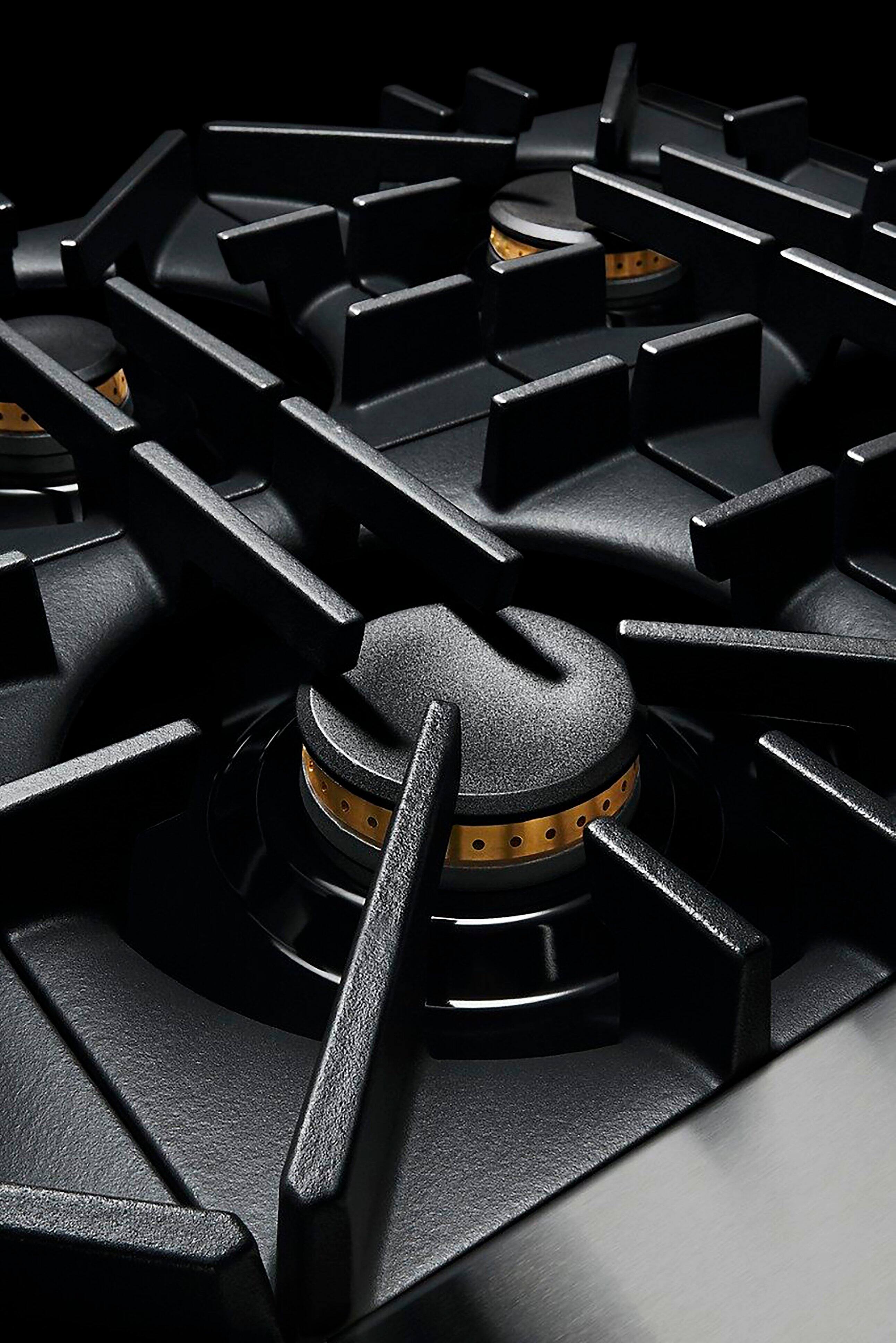 Alt View 19. JennAir - NOIR 5.1 Cu. Ft. Self-Cleaning Freestanding Gas Convection Range - Floating black glass.