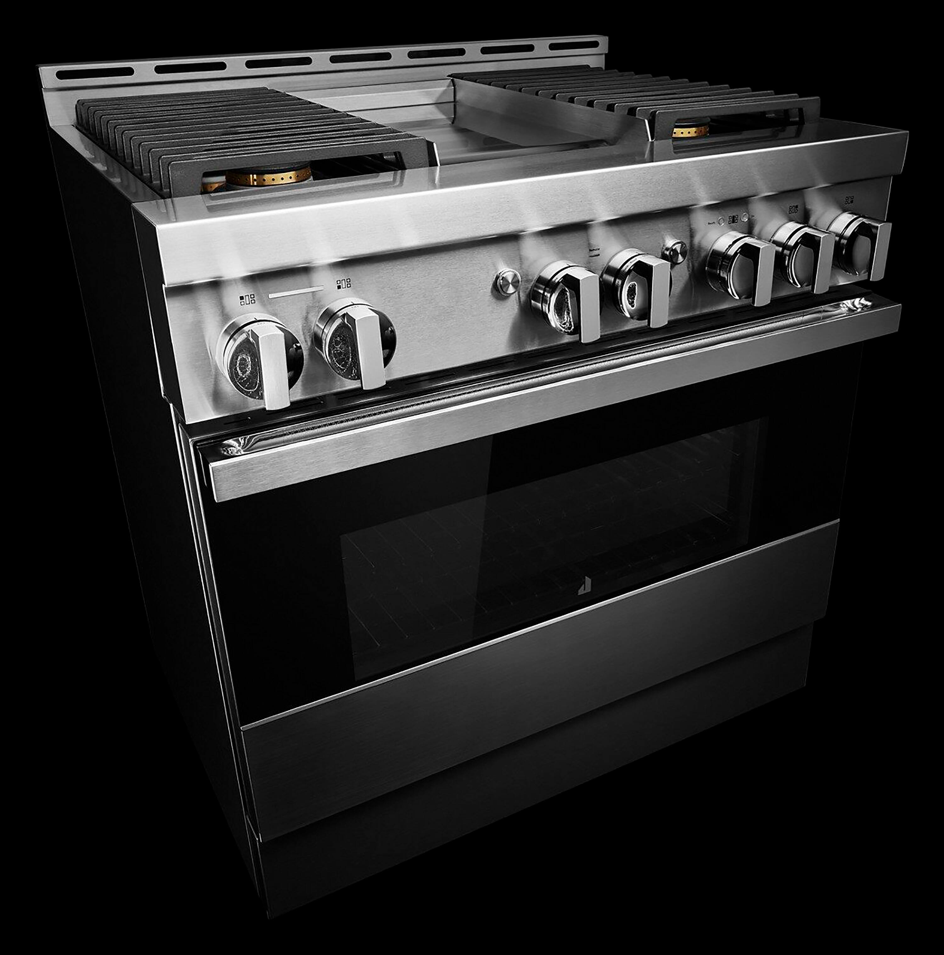 Alt View 23. JennAir - NOIR 5.1 Cu. Ft. Self-Cleaning Freestanding Gas Convection Range - Floating black glass.