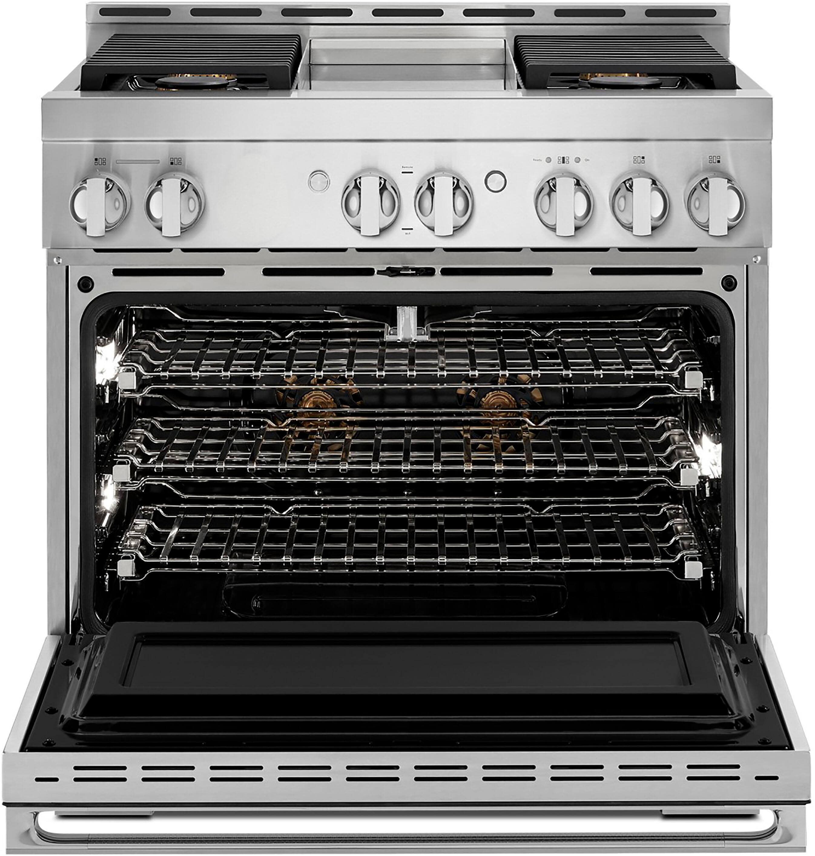 Alt View 24. JennAir - NOIR 5.1 Cu. Ft. Self-Cleaning Freestanding Gas Convection Range - Floating black glass.