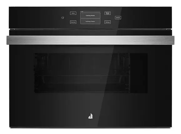 Front. JennAir - NOIR 24" Built-In Single Electric Convection Wall Oven - Floating Black Glass.