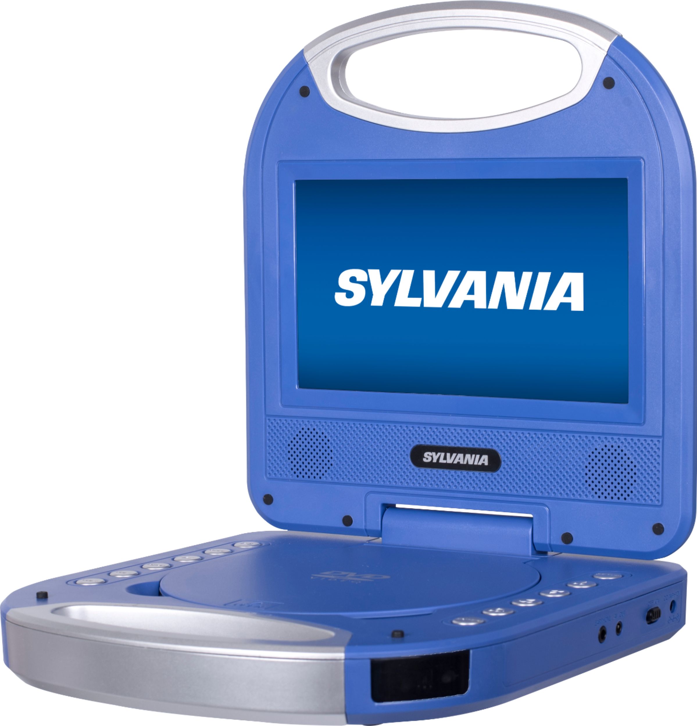 Left View: Curtis - SYLVANIA 7" Portable DVD Player - Blue