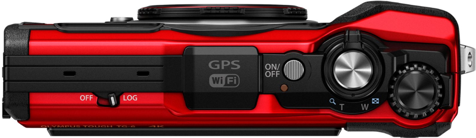 Left View: Olympus Tough TG-6 Compact Camera - Red