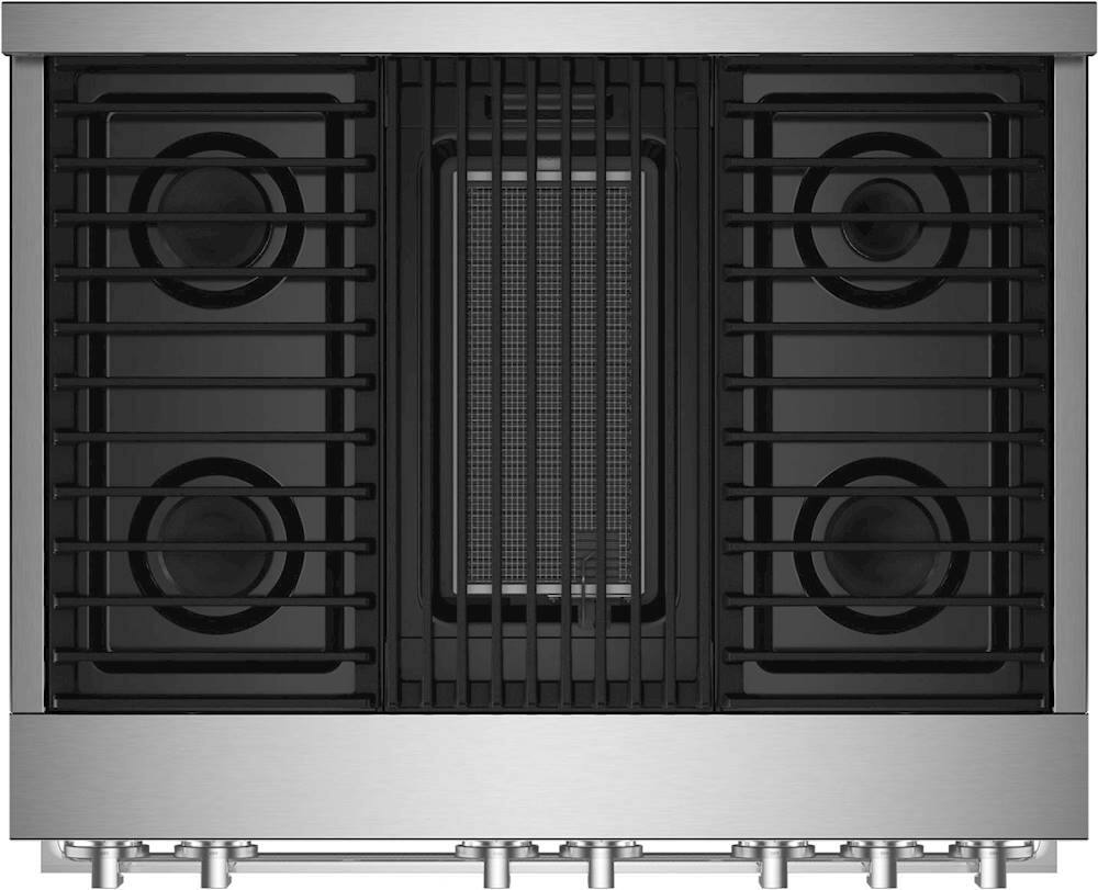 Alt View 11. JennAir - NOIR 5.1 Cu. Ft. Freestanding Gas True Convection Range with CustomClean™ - Floating Black Glass.