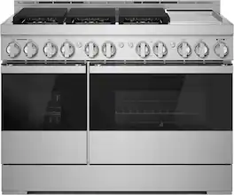 JennAir - NOIR 6.3 Cu. Ft. Freestanding Double Oven Gas True Convection Range with CustomClean - Floating Black Glass