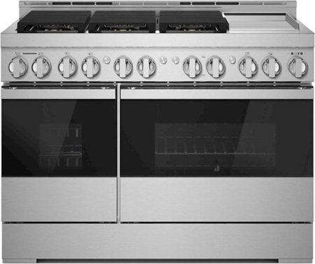 JennAir - NOIR 6.3 Cu. Ft. Freestanding Double Oven Gas True Convection Range with CustomClean™ - Floating Black Glass