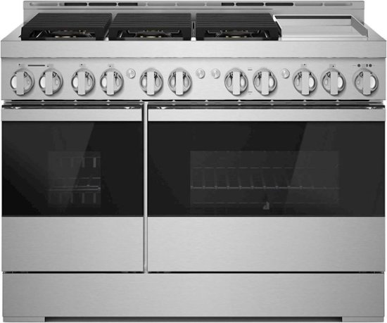 Front Zoom. JennAir - NOIR 6.3 Cu. Ft. Freestanding Double Oven Gas True Convection Range with CustomClean™ - Floating Black Glass.