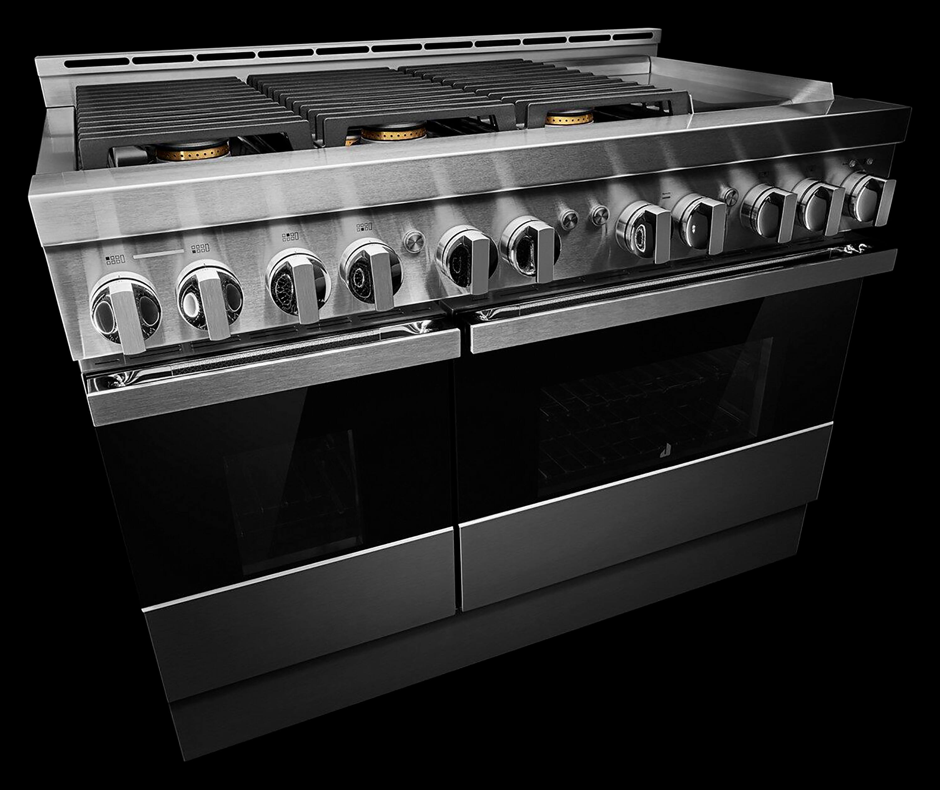Alt View 21. JennAir - NOIR 6.3 Cu. Ft. Freestanding Double Oven Gas True Convection Range with CustomClean™ - Floating Black Glass.