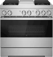 JennAir - NOIR 5.1 Cu. Ft. Freestanding Dual Fuel True Convection Range with Self-Cleaning and Griddle and Steam Assist - Floating Glass Black - Front_Zoom