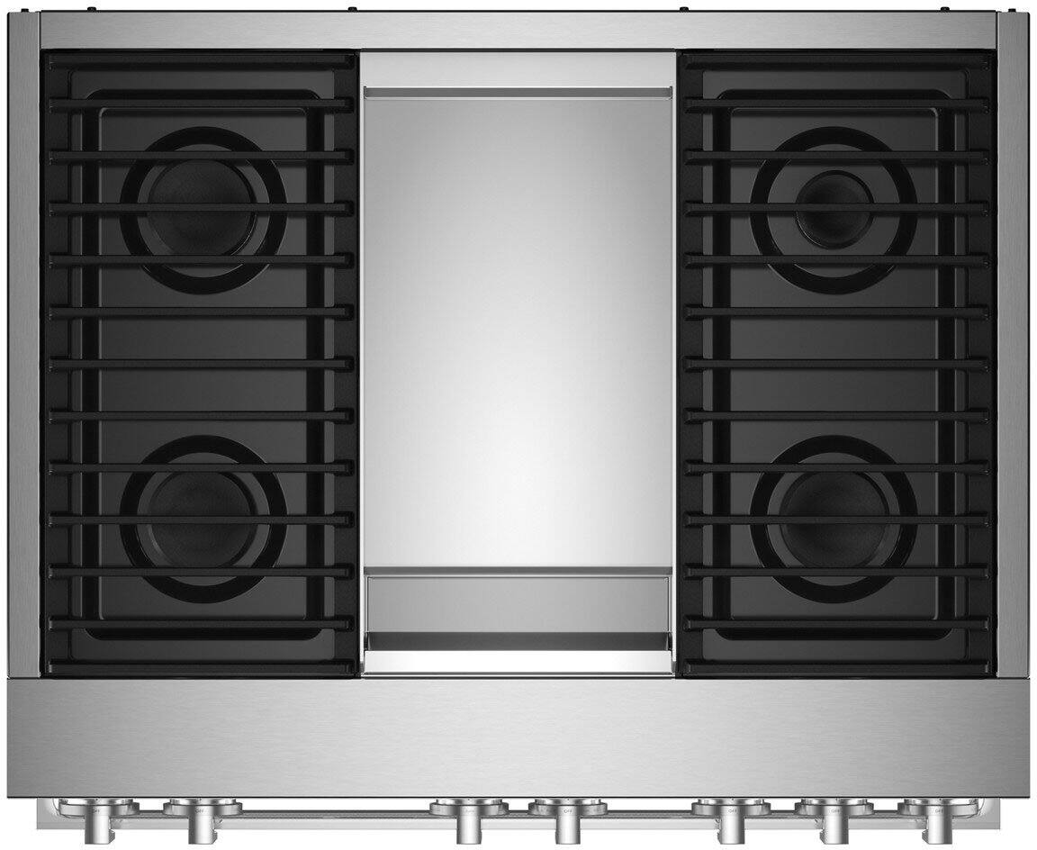 Alt View 11. JennAir - NOIR 5.1 Cu. Ft. Freestanding Dual Fuel True Convection Range with Self-Cleaning and Griddle and Steam Assist - Stainless steel.