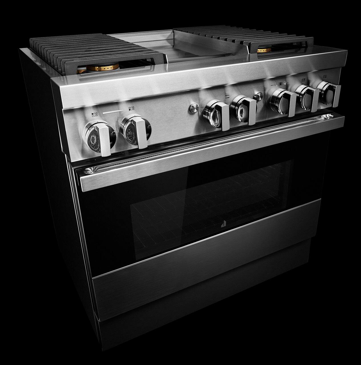 Alt View 20. JennAir - NOIR 5.1 Cu. Ft. Freestanding Dual Fuel True Convection Range with Self-Cleaning and Griddle and Steam Assist - Stainless steel.