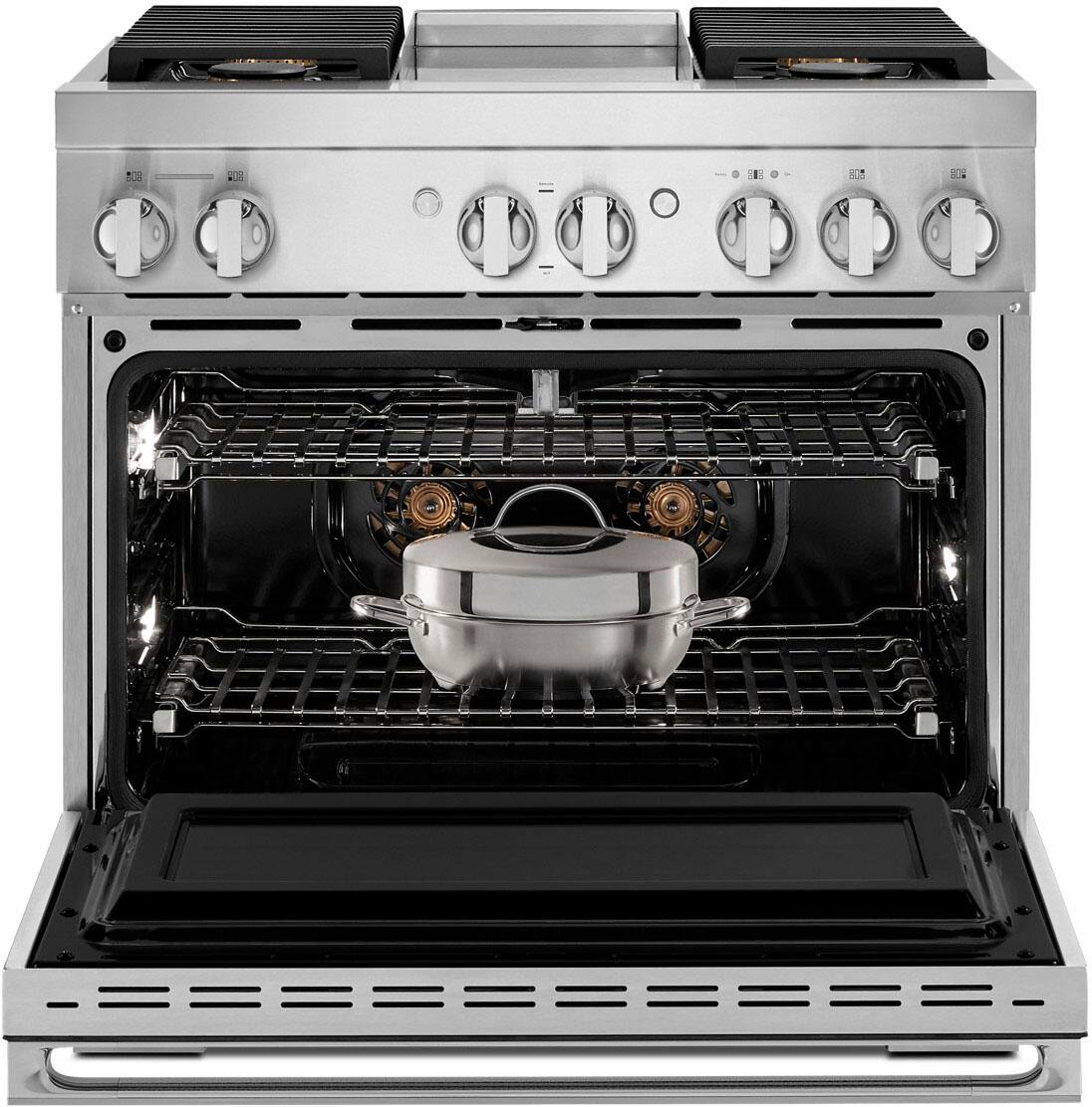 Alt View 22. JennAir - NOIR 5.1 Cu. Ft. Freestanding Dual Fuel True Convection Range with Self-Cleaning and Griddle and Steam Assist - Stainless steel.
