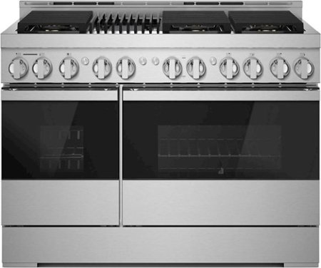 JennAir - NOIR 6.3 Cu. Ft. Freestanding Double Oven Gas True Convection Range with CustomClean™ - Floating Black Glass