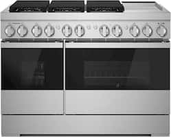 JennAir - NOIR 6.3 Cu. Ft. Freestanding Double Oven Dual Fuel True Convection Range with Self-Cleaning and Griddle - Floating Glass Black - Front_Zoom