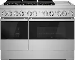 JennAir - NOIR 6.3 Cu. Ft. Freestanding Double Oven Dual Fuel True Convection Range with Self-Cleaning and Griddle - Stainless Steel