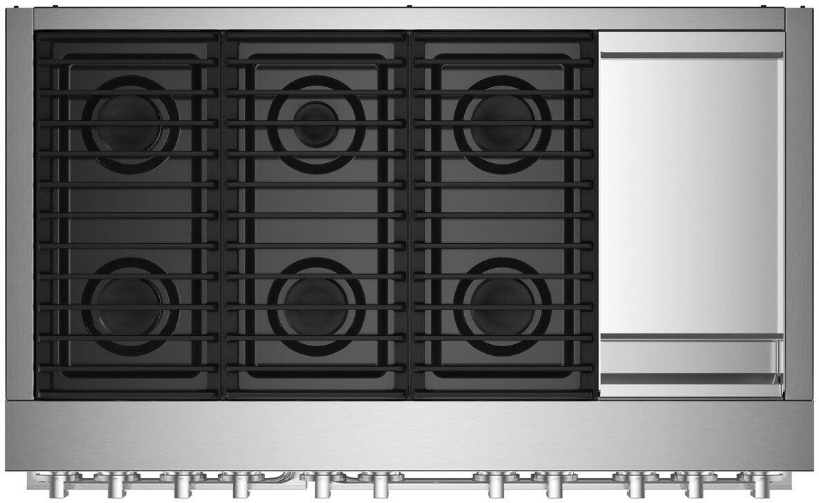 Alt View 11. JennAir - NOIR 6.3 Cu. Ft. Freestanding Double Oven Dual Fuel True Convection Range with Self-Cleaning and Griddle - Stainless steel.