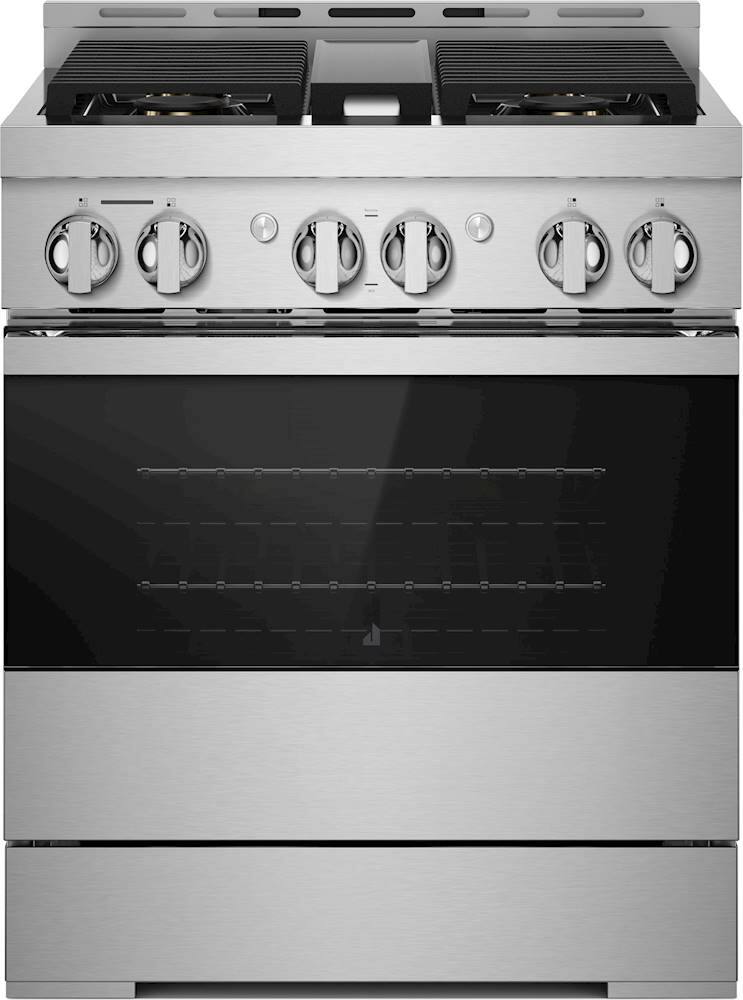 Front. JennAir - NOIR 4.1 Cu. Ft. Self-Cleaning Freestanding Gas Convection Range - Floating Black Glass.