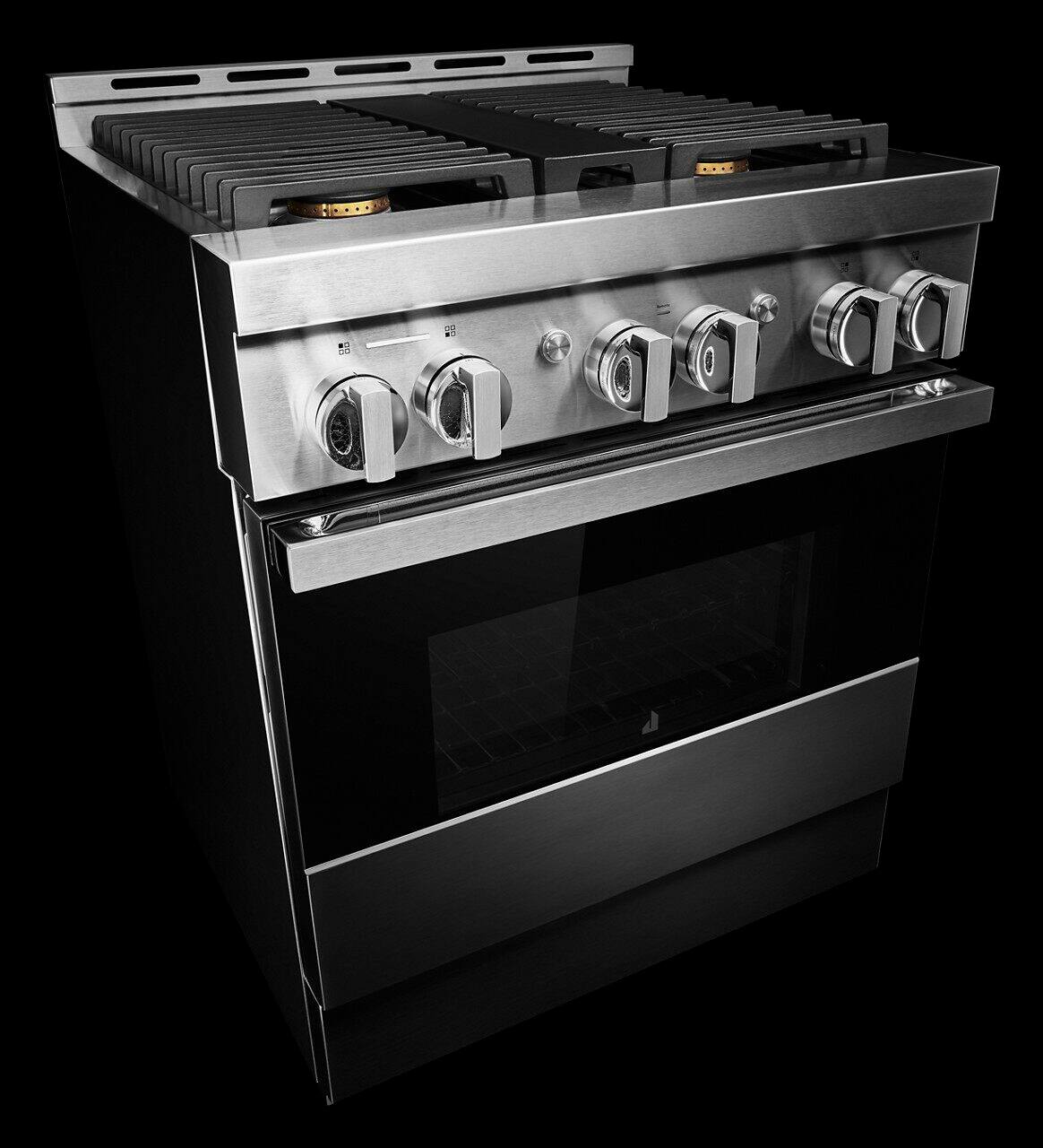 Alt View 21. JennAir - NOIR 4.1 Cu. Ft. Self-Cleaning Freestanding Gas Convection Range - Floating Black Glass.