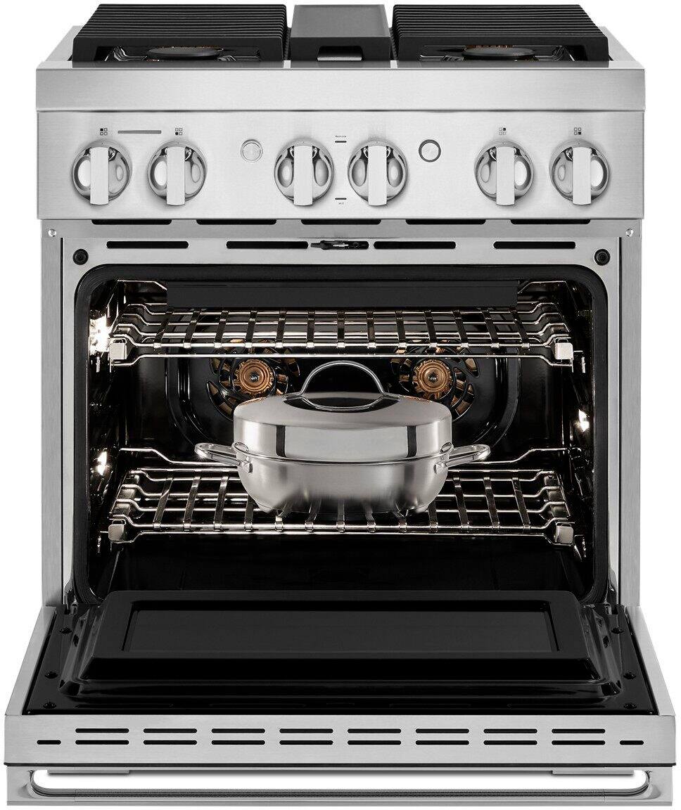 Alt View 23. JennAir - NOIR 4.1 Cu. Ft. Self-Cleaning Freestanding Gas Convection Range - Floating Black Glass.