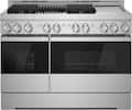 JennAir - 48 in. Wide 4 burner NOIR 6.3 Cu. Ft. Freestanding Double Oven Gas True Convection Range with CustomClean - Floating Black Glass
