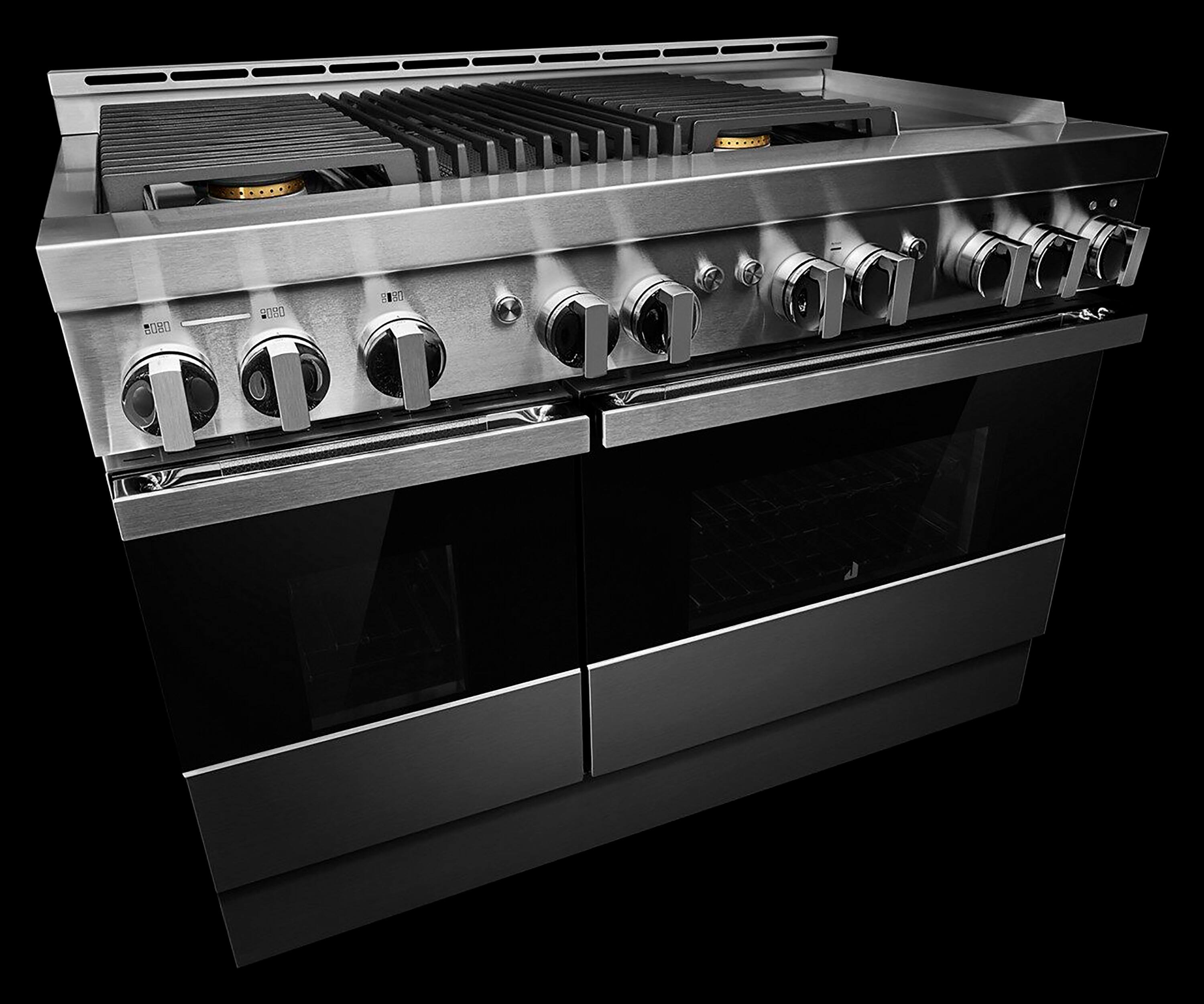 Alt View 21. JennAir - NOIR 6.3 Cu. Ft. Freestanding Double Oven Gas True Convection Range with CustomClean™ - Floating Black Glass.