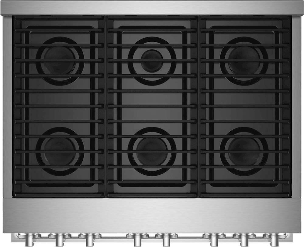 Alt View 11. JennAir - NOIR 5.1 Cu. Ft. Self-Cleaning Freestanding Gas Convection Range - Floating Glass Black.