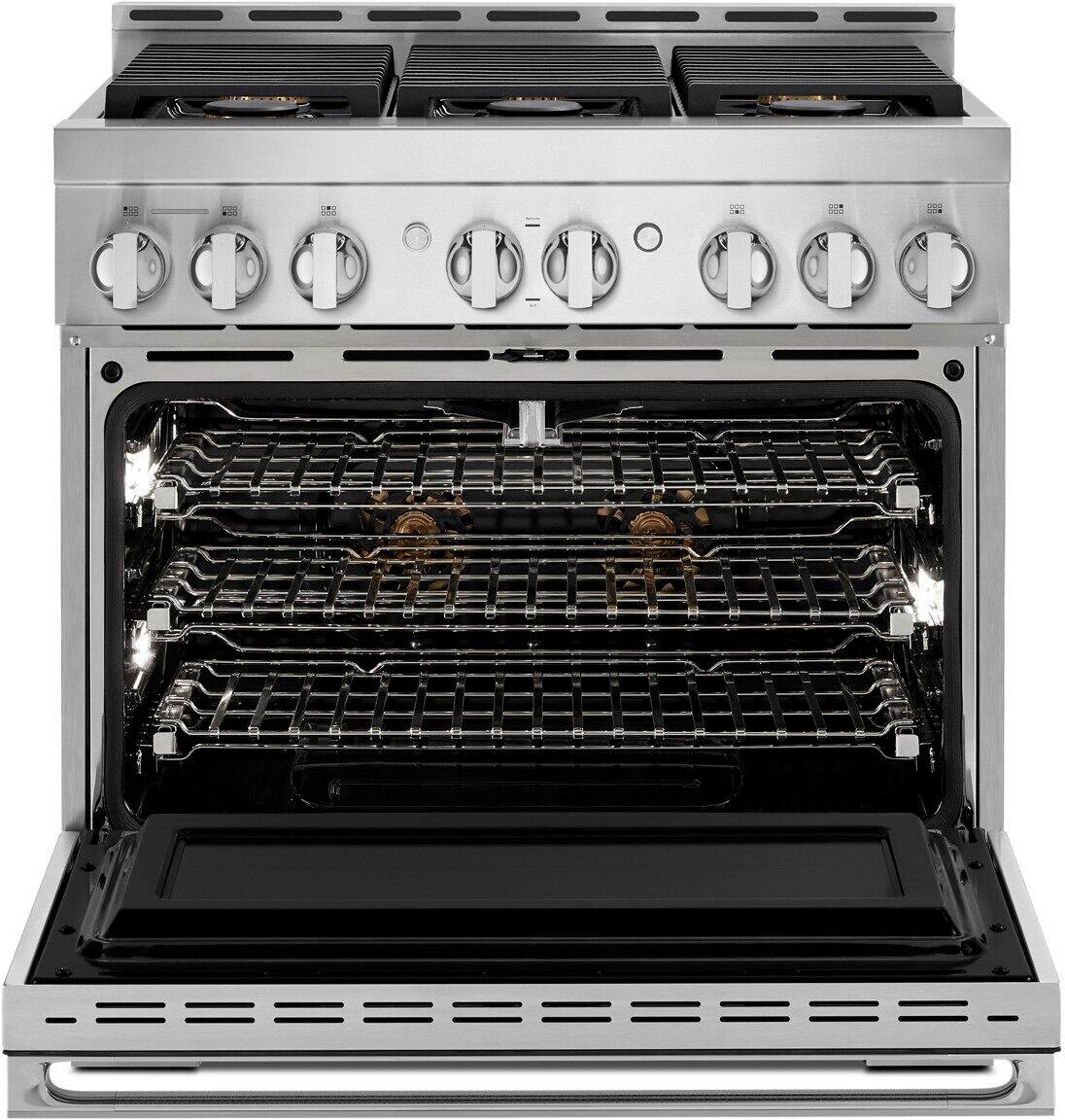 Alt View 22. JennAir - NOIR 5.1 Cu. Ft. Self-Cleaning Freestanding Gas Convection Range - Floating Glass Black.