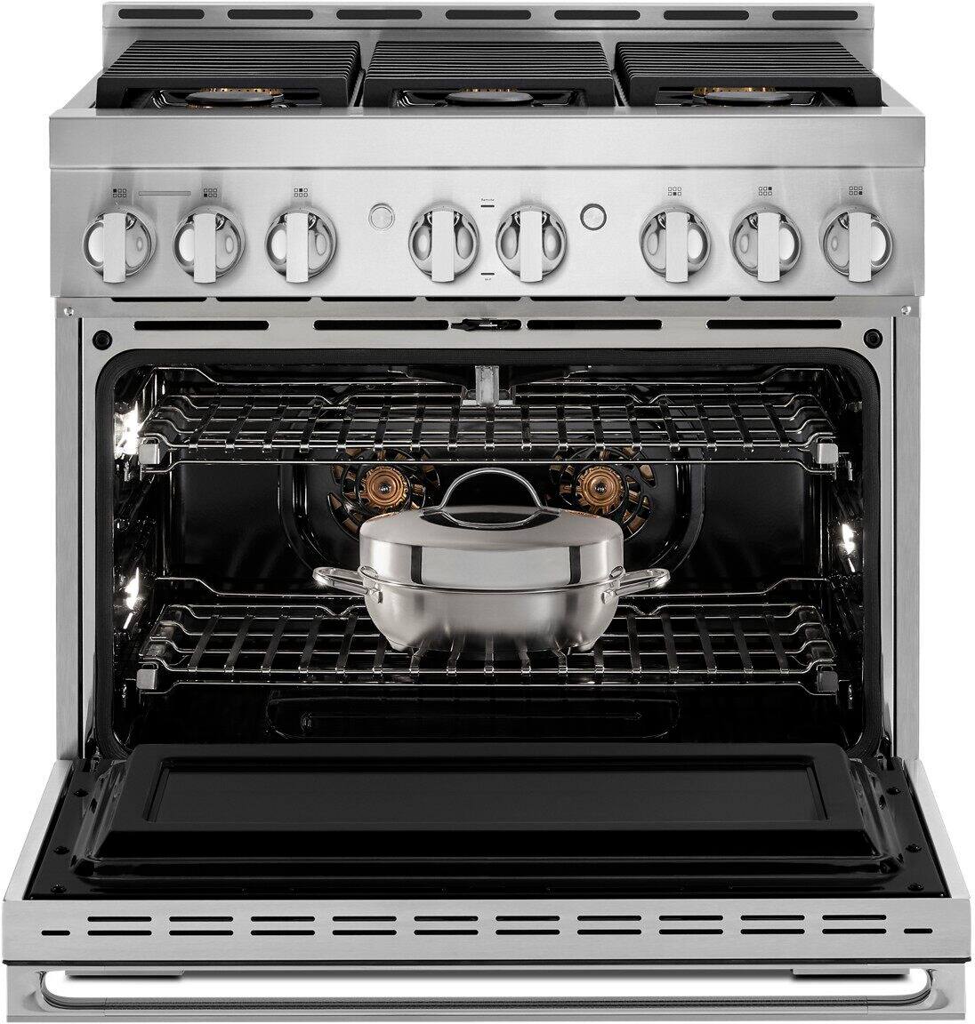 Alt View 23. JennAir - NOIR 5.1 Cu. Ft. Self-Cleaning Freestanding Gas Convection Range - Floating Glass Black.