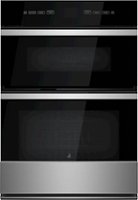 JennAir - NOIR 30" Single Electric Convection Wall Oven with Built-In Microwave - Floating glass black - Front_Zoom