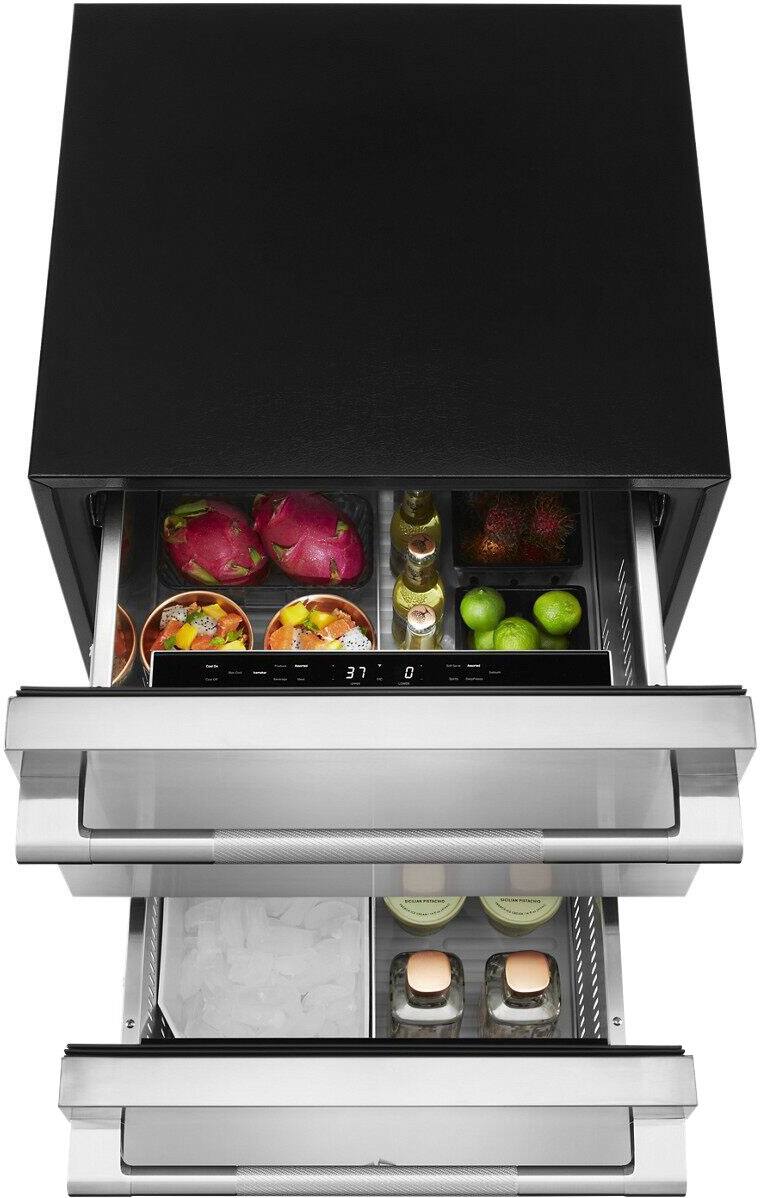 Alt View 12. JennAir - RISE 4.7 Cu. Ft. Built-In Mini Fridge with Double Drawer Refrigerator/Freezer - Stainless Steel.