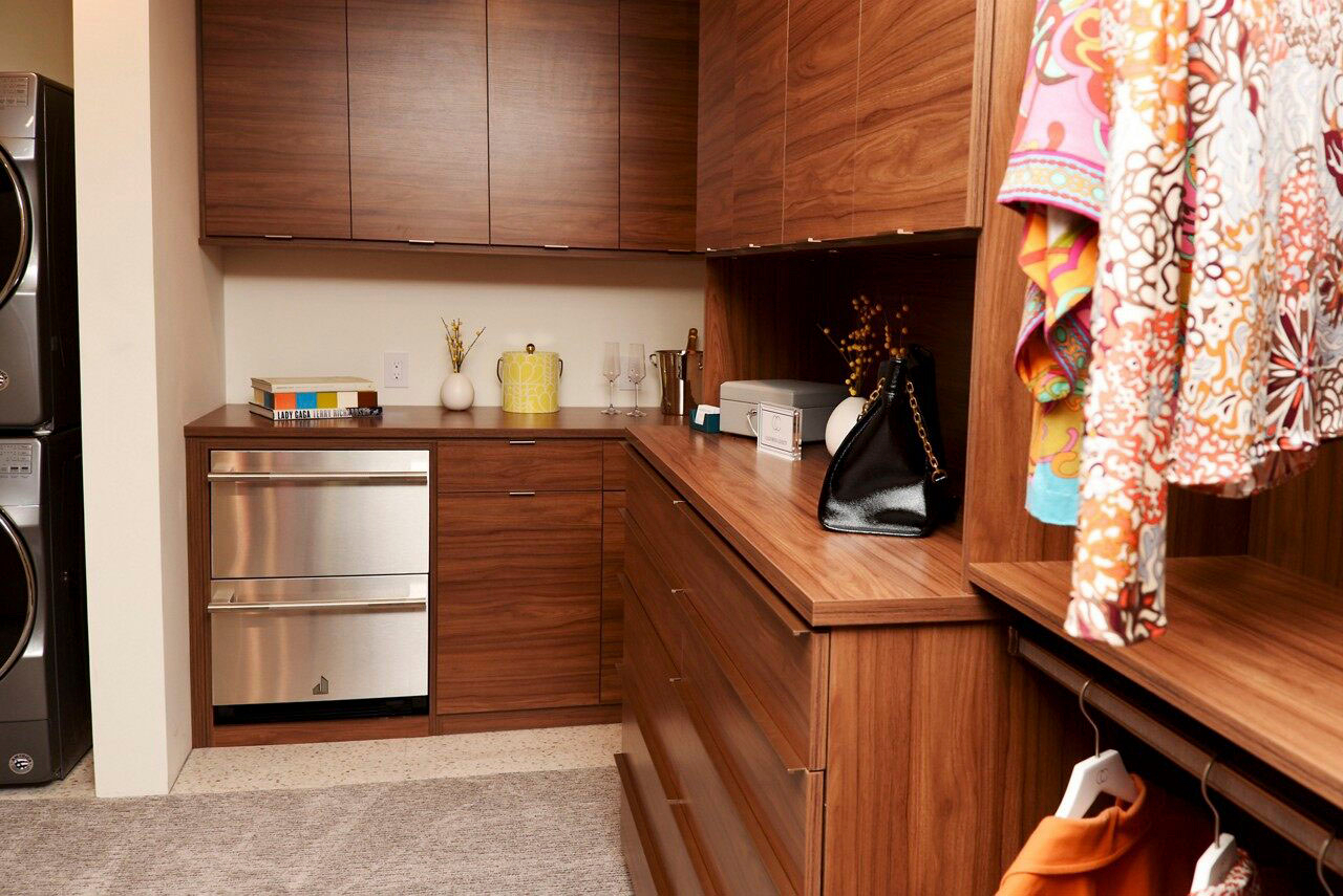 72″ Herringbone Mini-Fridge Console w/ Drawers