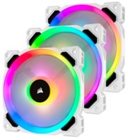 CORSAIR - LL Series, LL120 RGB, 120mm RGB LED Fan, Triple Pack with Lighting Node PRO - White - Front_Zoom