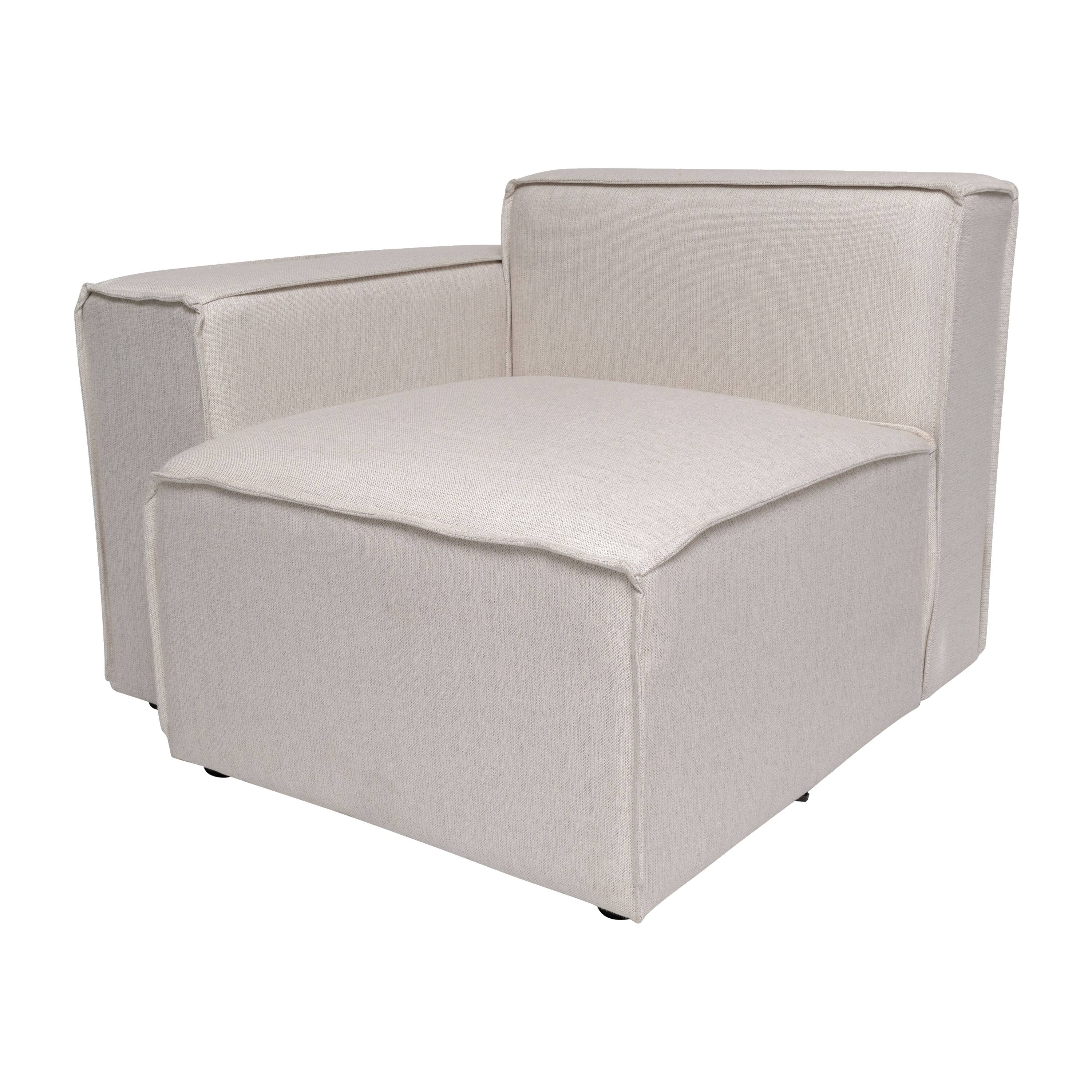Alt View 1. Emma + Oliver - Farmount Modular Left Side Armchair with Arm Rest - Cream.