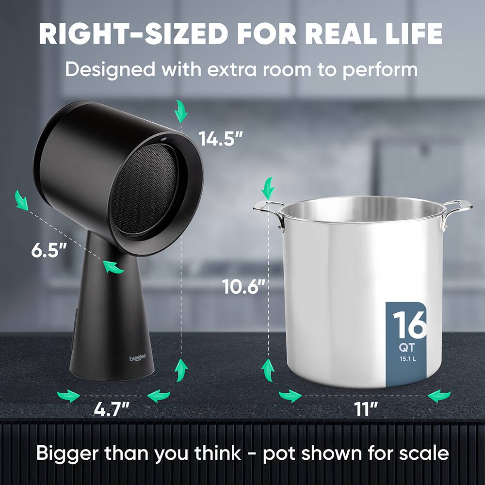 RIGHT-SIZED FOR REAL LIFE  
Designed with extra room to perform  

14.5"  
6.5"  
10.6"  
16 QT  
15.1 L  
4.7"  
11"  

Bigger than you think - pot shown for scale