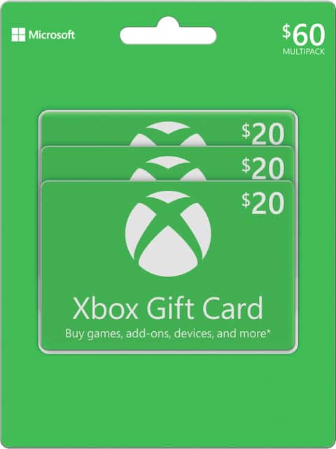 Microsoft 20 Xbox Gift Card 3 Pack MICROSOFT XBOX MP 60 3 X 20 Best Buy