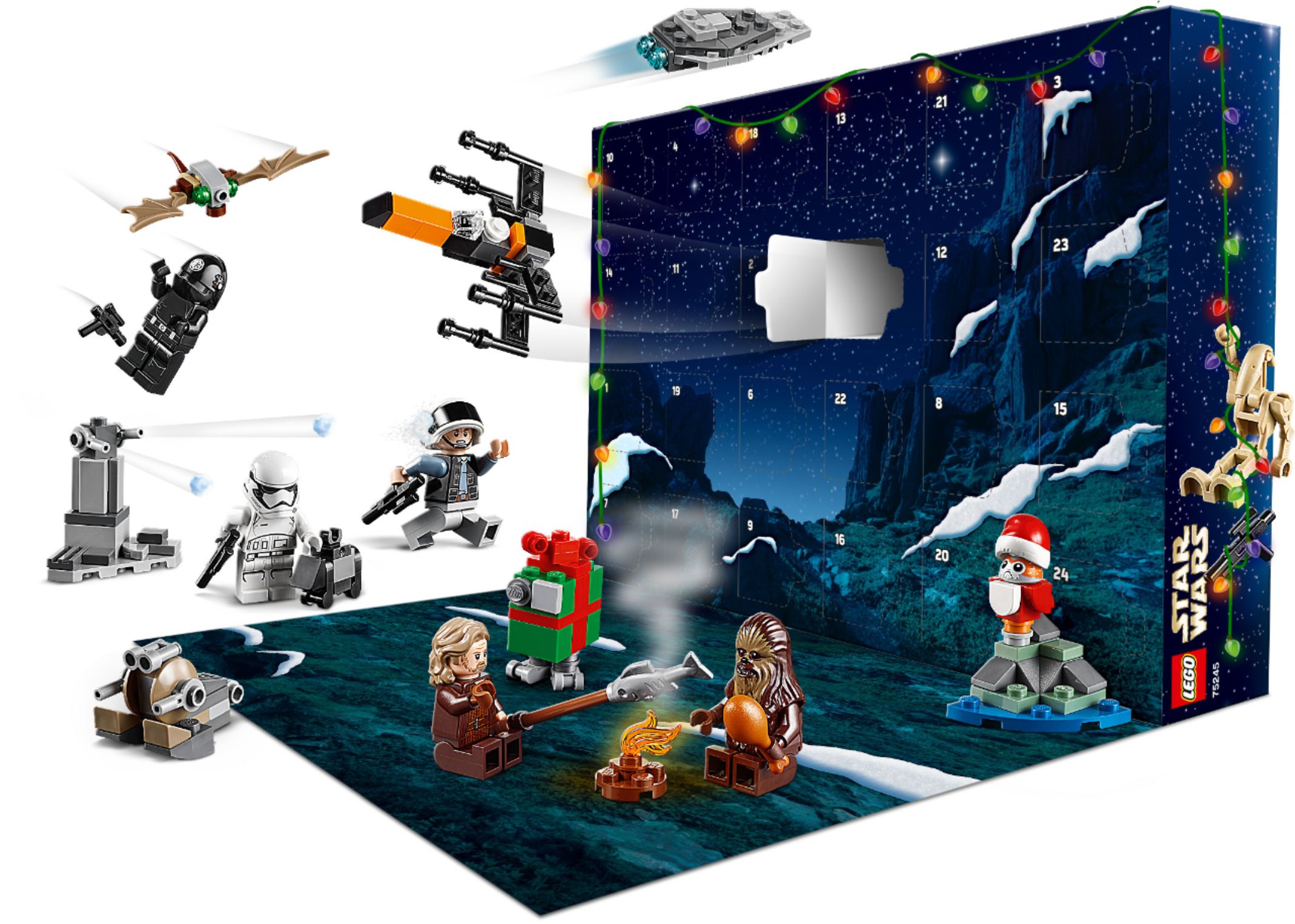 LEGO 75245 Star Wars Advent Calendar 2019 Christmas Countdown Building Set with 24 Buildable Mini Sets plus 6 Minifigures and 4 Droid Figures