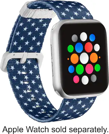 Angle. Modal™ - Woven Nylon Watch Band for Apple Watch 38mm and 40mm - Blue with White Stars.